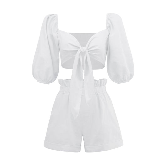 Conjunto Casual Mujer: Cardigan Lanterna Manga Ancha + Short Wide Leg con Bolsillos - Image 32