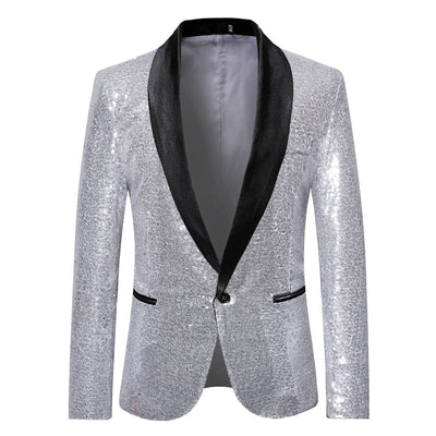 Blazer de Lentejuelas Hombre - Traje Elegante de Color Sólido - Image 16