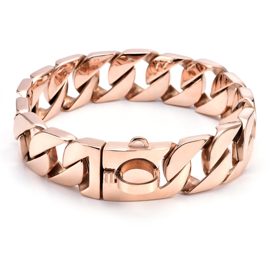 Correa para Perros Medianos y Grandes de Acero Inoxidable Dorado Rosa 32MM - Image 6