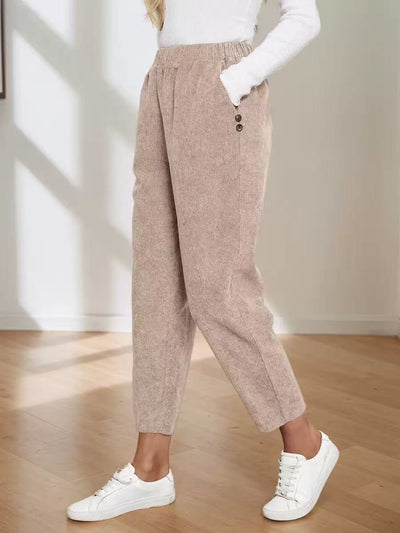 Pantalones Rectos de Cintura Alta con Bolsillos en Pana - Image 12
