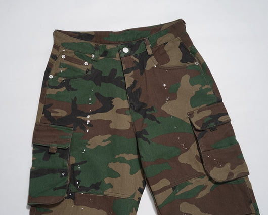Pantalón de Trabajo Retro Camuflado Cintura Alta Recto Holgado - Image 13