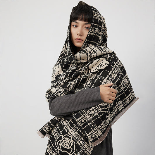 Bufanda Reversible Camellia para Mujer - Doble Cara Extra Gruesa - Image 9