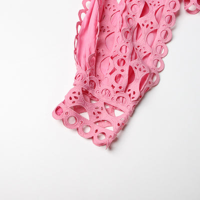Conjunto de Dos Piezas: Blusa Manga Larga con Cuello de Encaje y Falda Cintura Alta - Image 31