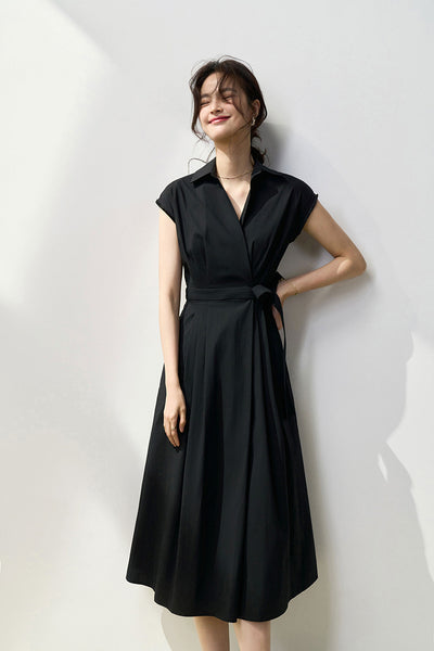 Vestido Camisero Ajustado de Algodón con Pliegues Simétricos y Corte Vertical - Image 18