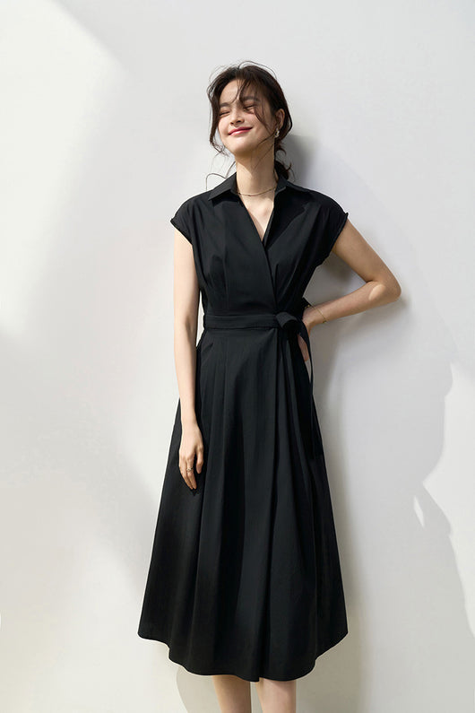 Vestido Camisero Ajustado de Algodón con Pliegues Simétricos y Corte Vertical - Image 18