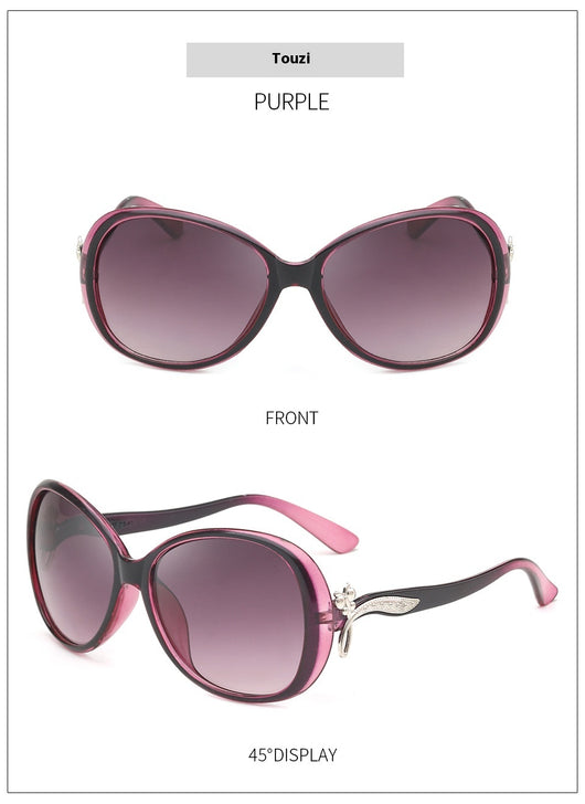 Brown oversized butterfly sunglasses with gradient lenses and a silver-tone floral accent on the temple. - Image 17