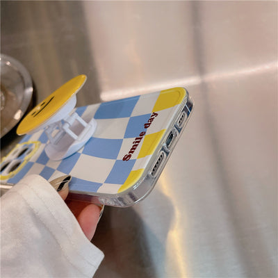 Funda Celular Ajedrez Azul Estilo Coreano con Soporte Integrado - Image 8