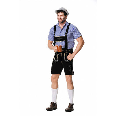 Conjunto Completo para Festival de Cerveza - Overol Denim, Camisa y Gorro - Image 2