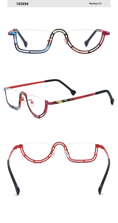 Armazón de Titanio Puro para Miopía - Diseño Cuadrado Media Montura - Image 17