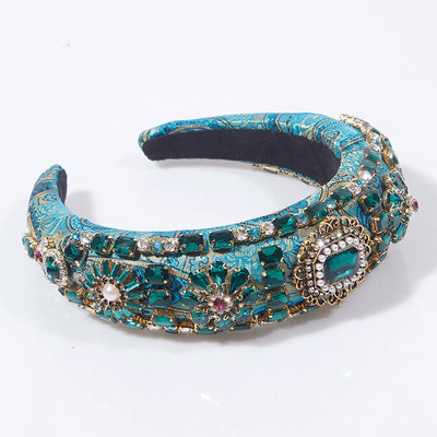 Diadema Retro con Perlas Sintéticas y Tejido Floral Tejido - Image 7