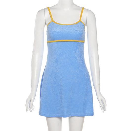 Vestido Ajustado con Escote Sling en Color Sólido para Mujer - Image 2