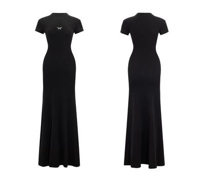 Vestido Entallado de Punto con Cuello Medio y Manga Corta para Mujer - Image 11