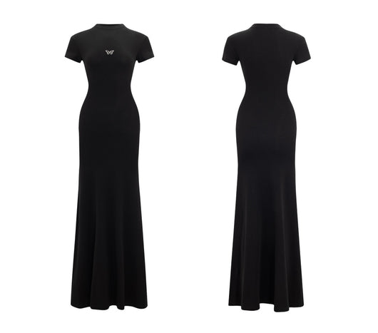 Vestido Entallado de Punto con Cuello Medio y Manga Corta para Mujer - Image 11