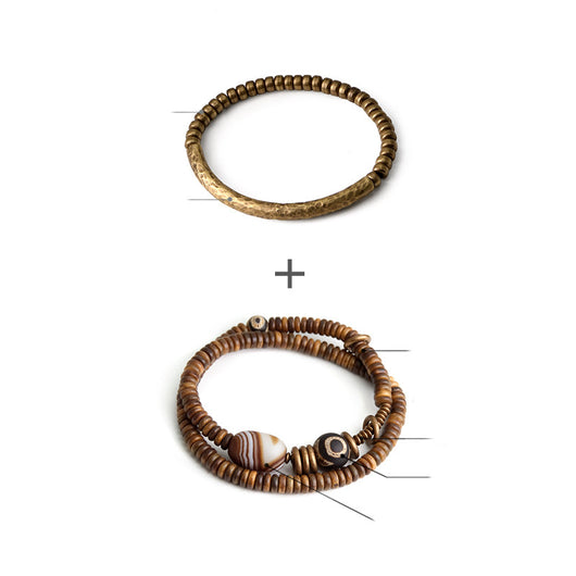 Pulsera Unisex de Madera Antigua y Cuentas de Cobre Literario - Image 3