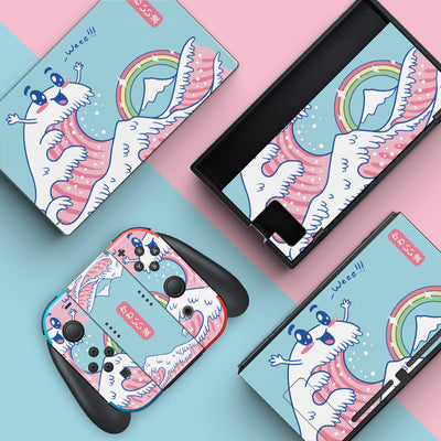 Nintendo Switch console and dock skins with a brown cardboard texture and black shipping symbols for scratch prevention. - Image 10