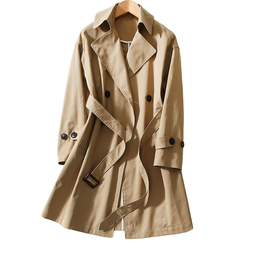 Chaqueta Cortavientos Larga Mujer con Cinturón - Abrigo Elegante Hasta la Rodilla