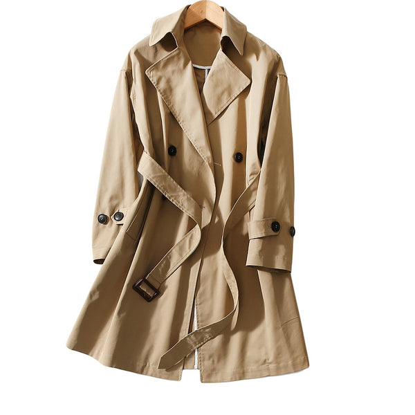 Chaqueta Cortavientos Larga Mujer con Cinturón - Abrigo Elegante Hasta la Rodilla