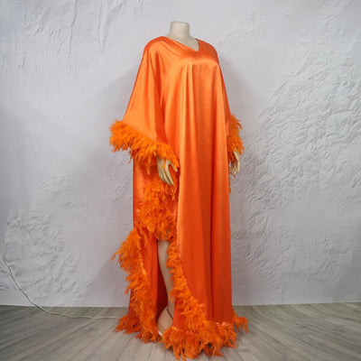 Vestido Africano Suelto de Lujo con Manga Murciélago y Abertura Alta - Image 13