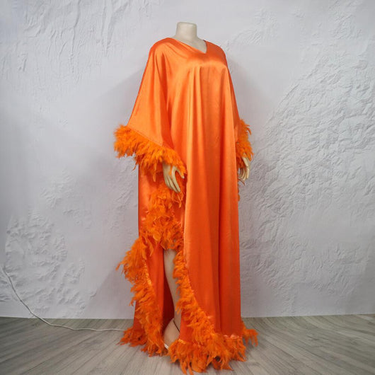 Vestido Africano Suelto de Lujo con Manga Murciélago y Abertura Alta - Image 13