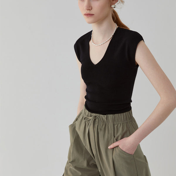 Blusa Tejida Cuello V para Mujer - Diseño Casual Versátil