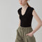 Blusa Tejida Cuello V para Mujer - Diseño Casual Versátil