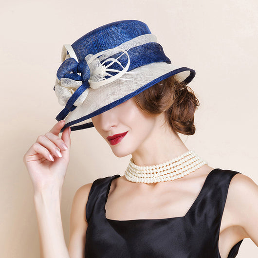 Sombrero de Ala Ancha Elegante con Flores y Fibra Natural para Mujer - Image 9