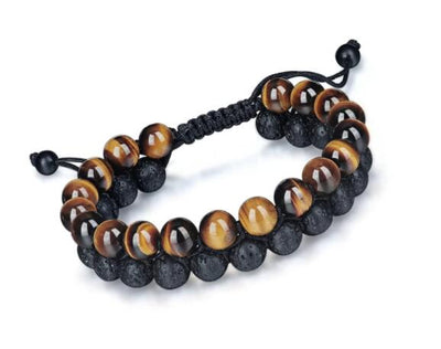 Pulsera de Ojo de Tigre y Piedra Volcánica - Image 7
