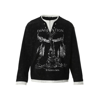 Blusa Punk Retro Americana con Hebilla Perla y Doble Textura - Image 5