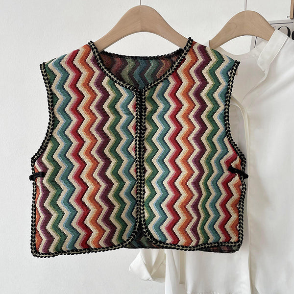 Chaleco Étnico Retro Bordado para Mujer - Abrigo Ligero de Verano