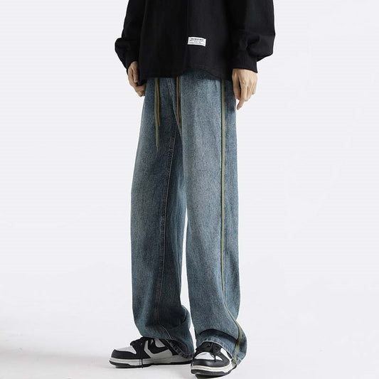 Pantalones Casuales Retro Lavados Rectos Sueltos para Hombre