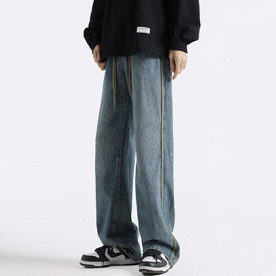 Pantalones Casuales Retro Lavados Rectos Sueltos para Hombre