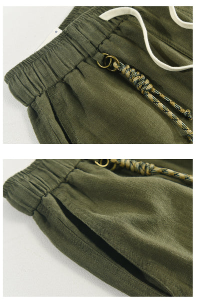 Pantalones Cortos Casuales de Algodón y Lino Relajados para Hombre - Image 10