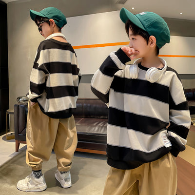 Suéter Casual para Niños con Rayas Contrastantes - Image 10