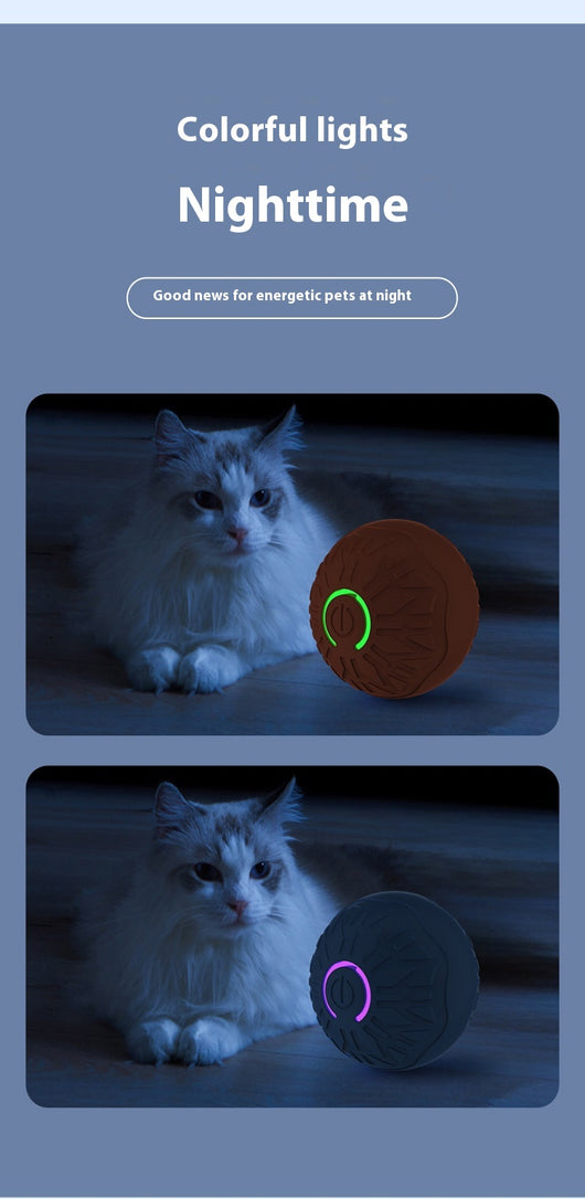 Upgraded blue electric jumping ball for pets with a yellow power button, made of chewable silicone, on a white pedestal. - Image 16