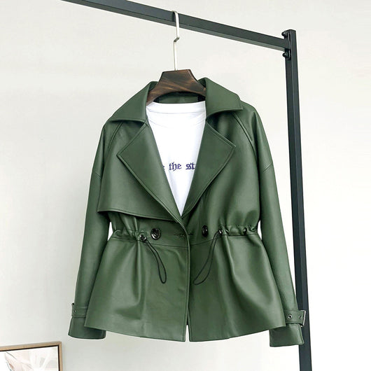 Chaqueta de Cuero para Motocicleta con Cuello de Solapa - Image 11