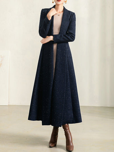 Abrigo Cuadrille Azul Largo para Mujer - Image 11