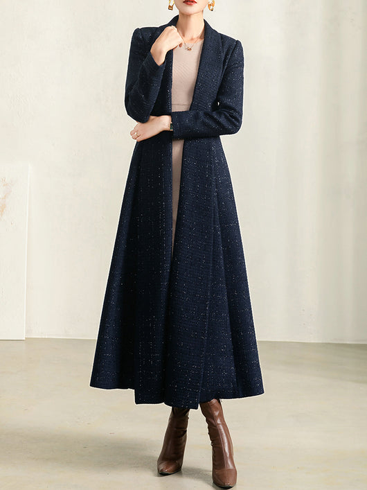Abrigo Cuadrille Azul Largo para Mujer - Image 11
