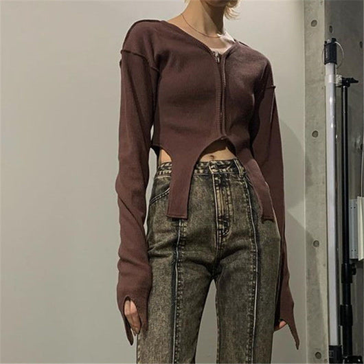 Chaqueta Crop Top Manga Larga Diseño Moderno para Otoño - Image 5