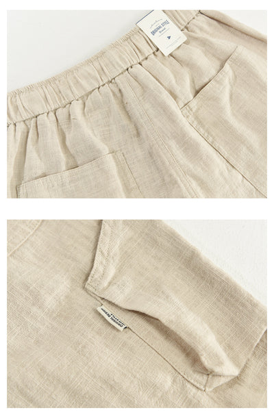 Pantalones Cortos Casuales de Algodón y Lino Relajados para Hombre - Image 18