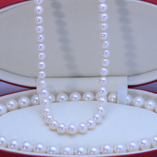 Collar de Perlas de Agua Dulce con Cuentas Brillantes para Mujer