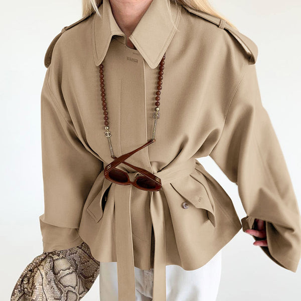 Cardigan Trench Coat Manga Larga con Diseño Elegante