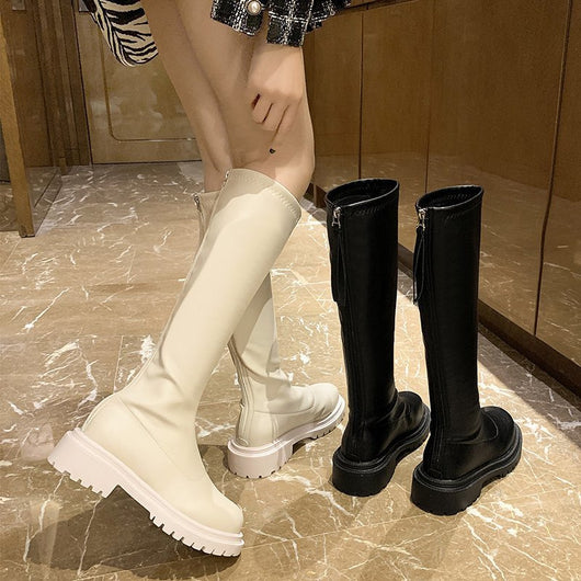 Botas Altas Estilo Coreano de Terciopelo con Plataforma Elevada - Image 4