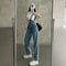 Women's Jeans with Shoulder Strap - Modern and Versatile Design