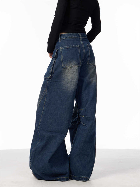 Pantalones Vaqueros Anchos de Cintura Alta con Bolsillos Funcionales - Image 5