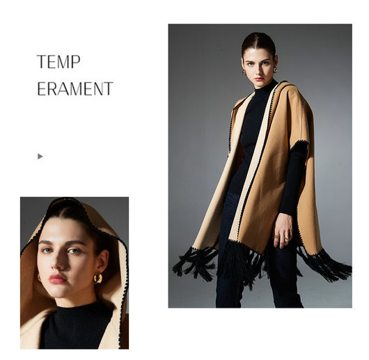 Poncho Hoodie con Borlas - Abrigo Versátil para Otoño e Invierno - Image 20