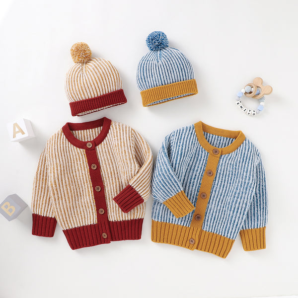 Cardigan Tejido Cuello Redondo Abotonado para Bebé