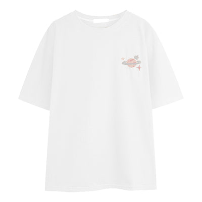 Playera Suelta con Estampado Bordado de Manga Corta - Image 6