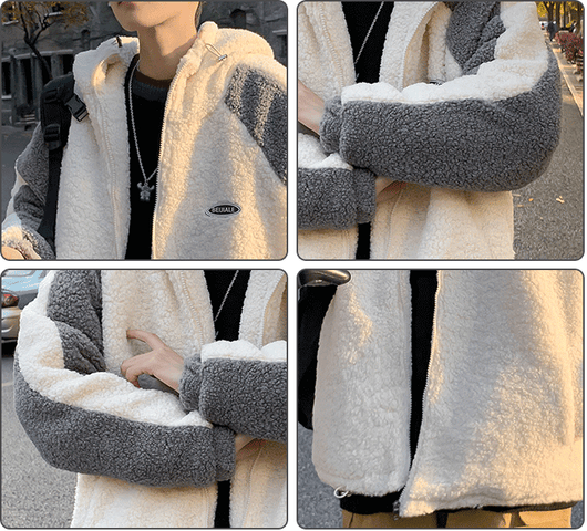 Chamarra de Lana Peluche Suelta para Parejas Estilo Hong Kong Street Fashion - Image 8