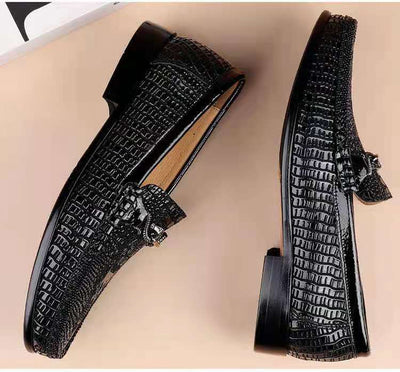 Mocasines de Piel Grabada con Textura de Serpiente para Conducir - Image 3