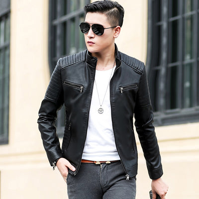 Chaqueta de Cuero para Motociclista Elegante - Primavera y Otoño - Image 8